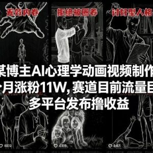 AI心理学动画短视频制作教程 抖音涨粉多平台运营赚收益方法-雨叶虚拟资源网