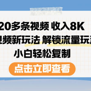 20多条短视频赚8K 小白可复制的低门槛短视频变现玩法-雨叶虚拟资源网
