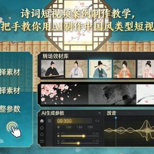 用AI制作中国风古诗词短视频教程 多经典案例实操教学-雨叶虚拟资源网