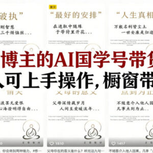 抖音AI国学号橱窗带货教学 低门槛易上手单账号可销万件-雨叶虚拟资源网