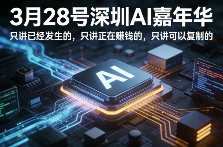 3月28日深圳AI嘉年华 一线实战派分享可复制AI赚钱实操方法