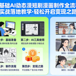 0基础AI动态漫短剧漫画制作全流程 实战教学附变现方法-雨叶虚拟资源网
