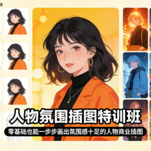 零基础人物氛围插图特训班 系统学商业插画技能可接单变现-雨叶虚拟资源网