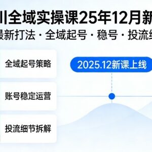 2025年12月抖音千川全域实操新课 涵盖起号稳号投流全细节-雨叶虚拟资源网