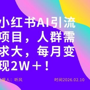 零门槛小红书AI副业项目介绍 无需投入普通人可月入超两万元-雨叶虚拟资源网