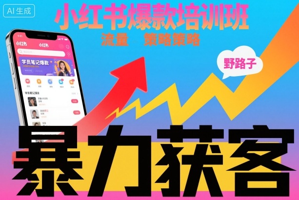 小红书爆款运营培训班干货 野路子流量打法实现持续精准获客