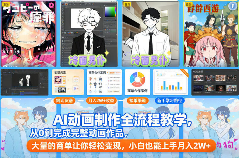 AI动画制作全流程实操教程 零基础可上手含商单变现指导