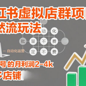 小红书虚拟店群自然流玩法 单账号月利润2-4k可多店矩阵运营-雨叶虚拟资源网