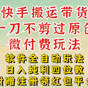 快手全自动搬运带货玩法揭秘 微付费过原创单日可入四位数-雨叶虚拟资源网