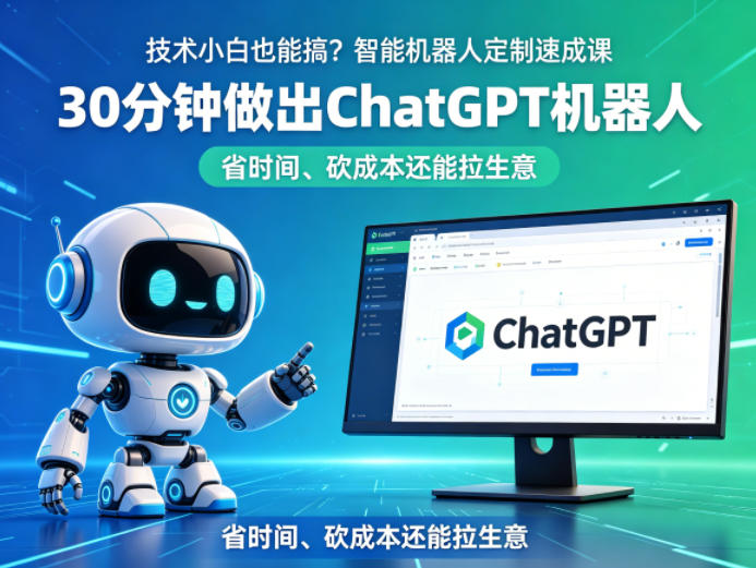 零技术基础可学 30分钟定制ChatGPT智能机器人实操课程