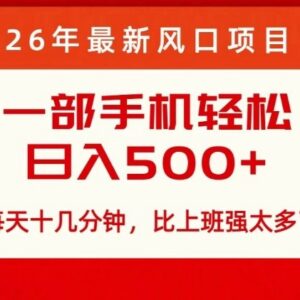 2026年最新低门槛手机副业 每日十余分钟操作可获稳定收益-雨叶虚拟资源网