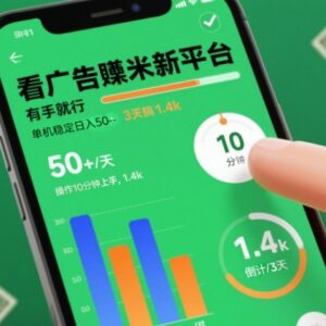 看广告赚米新平台玩法揭秘 新手单人稳定日入50+操作指南-雨叶虚拟资源网