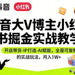 抖音大V出品小红书掘金实战教学 开店带货IP打造AI赋能玩法-雨叶虚拟资源网