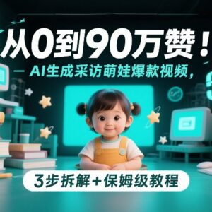 AI生成采访萌娃爆款视频教程 3步拆解从0到获90万赞玩法-雨叶虚拟资源网
