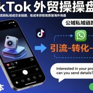 TikTok外贸操盘手实操教程 打通公域私域链路低成本获海外询盘-雨叶虚拟资源网