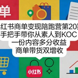 小红书商单变现陪跑营第20期 素人从0到KOC商单带货双增收教程-雨叶虚拟资源网