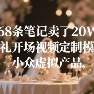 小众婚礼开场视频定制模板项目 靠168条笔记变现20万玩法解析-雨叶虚拟资源网
