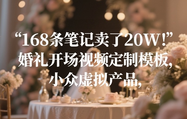 小众婚礼开场视频定制模板项目 靠168条笔记变现20万玩法解析