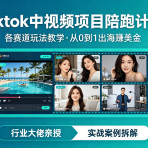 TikTok中视频全流程玩法教学 多赛道实操从0到1出海赚美金-雨叶虚拟资源网