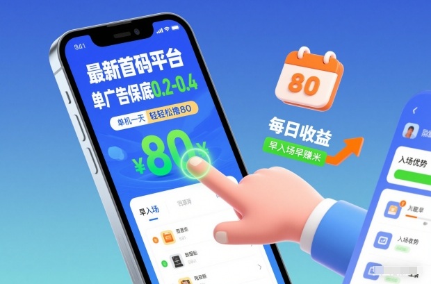 最新首码看广告赚钱项目 单广告0.2-0.4元 单机单日可赚80元