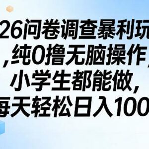 2026正规问卷调查0撸玩法揭秘 无成本低门槛操作单日可赚100+-雨叶虚拟资源网