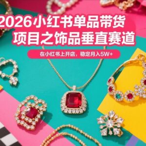 2026小红书饰品垂直赛道带货教程 新手开店实操运营全指南-雨叶虚拟资源网