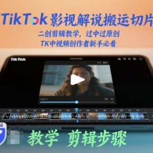 TikTok影视解说搬运二创剪辑教学 中视频过原创新手实操指南-雨叶虚拟资源网