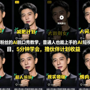 零基础可做抖音AI脱口秀项目 5分钟上手赚平台伙伴计划收益-雨叶虚拟资源网