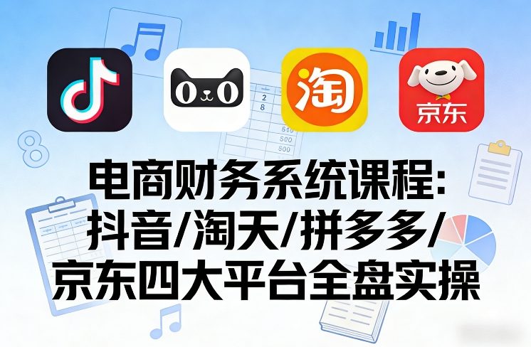 覆盖四大主流平台的电商财务全盘实操课程 对账做账全解析