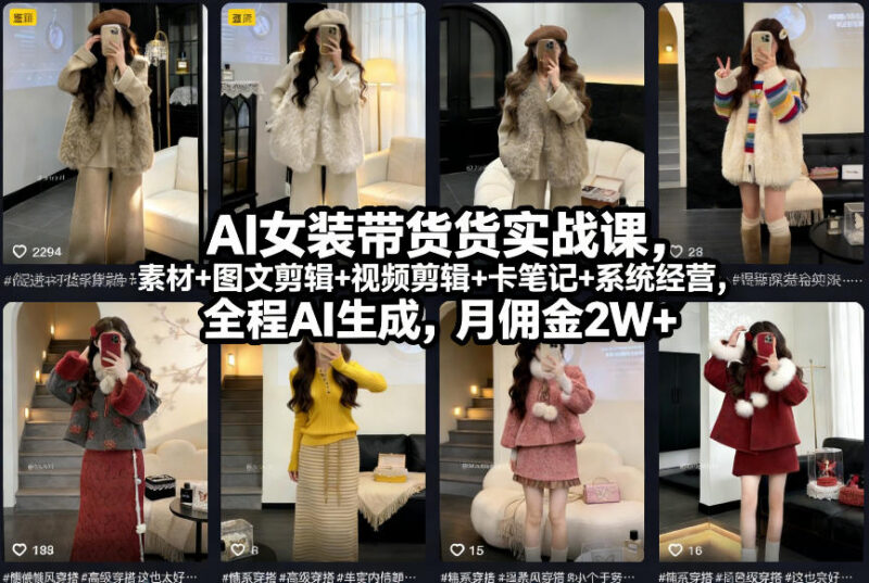 AI女装带货实战课 从起号到盈利全流程AI操作保姆级教程