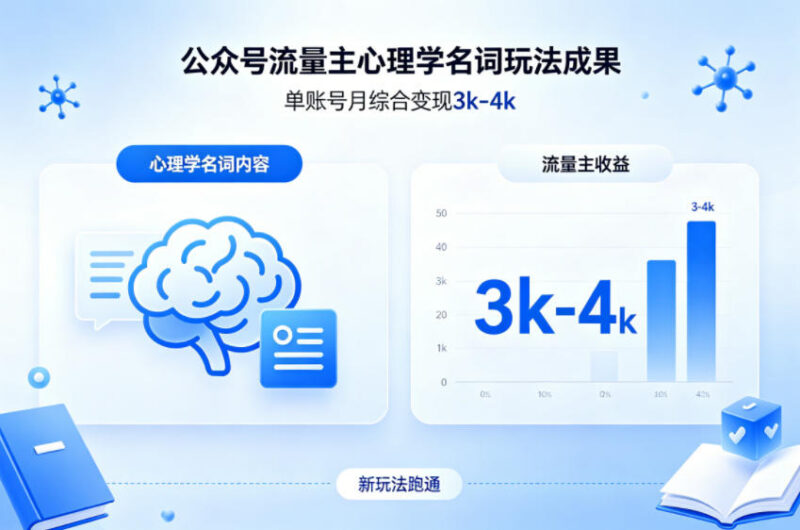 公众号流量主心理学名词新玩法 单账号月变现可达3000-4000元