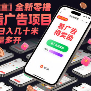 全新内测零撸看广告项目 单机日入几十可批量多开实操-雨叶虚拟资源网