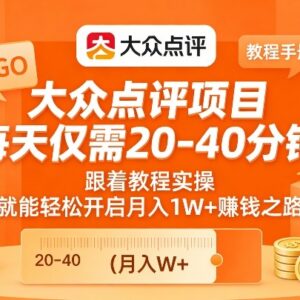 大众点评低门槛副业实操指南 每日20-40分钟可实现月入过万-雨叶虚拟资源网