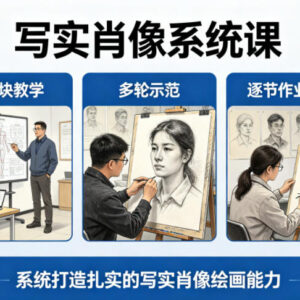 写实肖像系统绘画课程 分模块多轮示范逐节点评 夯实绘画功底-雨叶虚拟资源网
