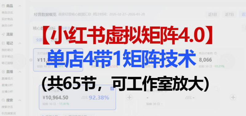 小红书虚拟矩阵4.0实操攻略 4带1单店模式可工作室规模化落地