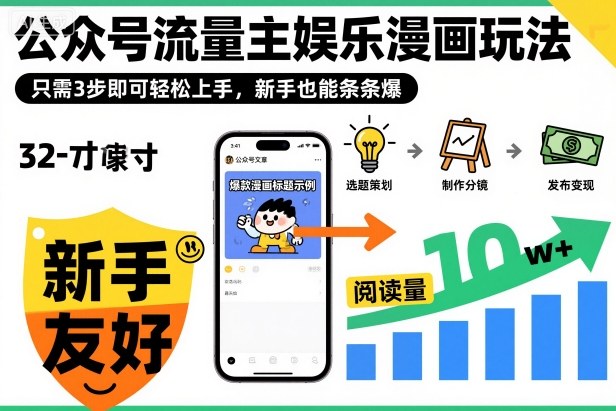 公众号流量主娱乐漫画玩法攻略 新手3步操作即可轻松上手