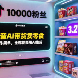 抖音AI零食带货实操攻略 全AI生成视频万粉售出3.2万单-雨叶虚拟资源网
