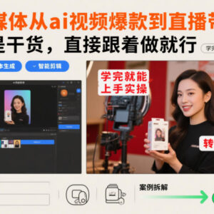 自媒体从AI爆款视频制作到直播带货全流程实操教程-雨叶虚拟资源网