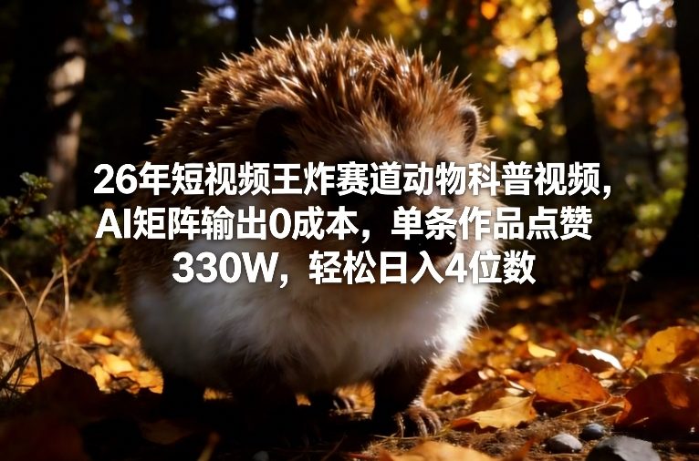 2026年动物科普短视频赛道玩法 AI矩阵零成本制作变现教程