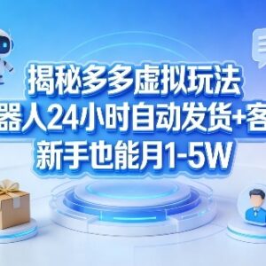 拼多多虚拟类目24小时自动运营玩法 新手低门槛可落地副业项目-雨叶虚拟资源网