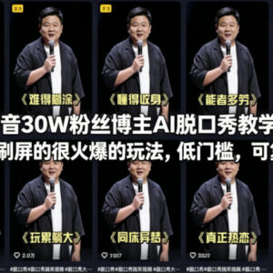 抖音30万粉丝博主AI脱口秀教学 低门槛可复制短视频玩法-雨叶虚拟资源网
