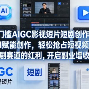 0基础AIGC影视短剧创作班 新手入局短视频短剧赛道开启副业增收-雨叶虚拟资源网