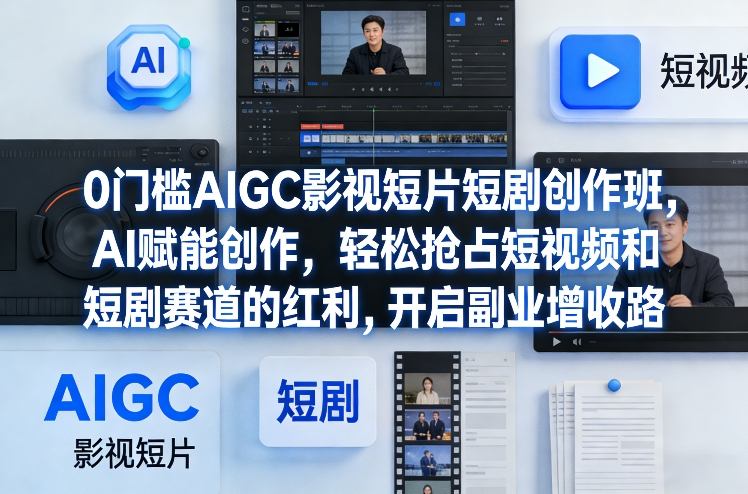 0基础AIGC影视短剧创作班 新手入局短视频短剧赛道开启副业增收