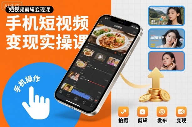 零基础手机剪映短视频剪辑实操课 快速掌握变现实用技能