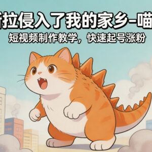 喵喵版哥斯拉入侵家乡短视频制作教学 新手快速起号涨粉教程-雨叶虚拟资源网