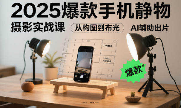 2025手机静物摄影实战课 零基础学构图布光AI辅助出片技巧