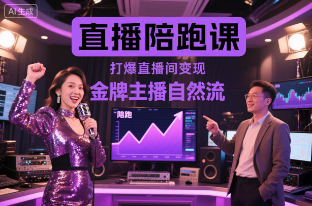 金牌主播直播陪跑课 自然流打爆直播间高变现玩法教学