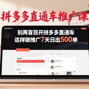 拼多多直通车正确推广教程 掌握实操玩法7天实现日出500单-雨叶虚拟资源网