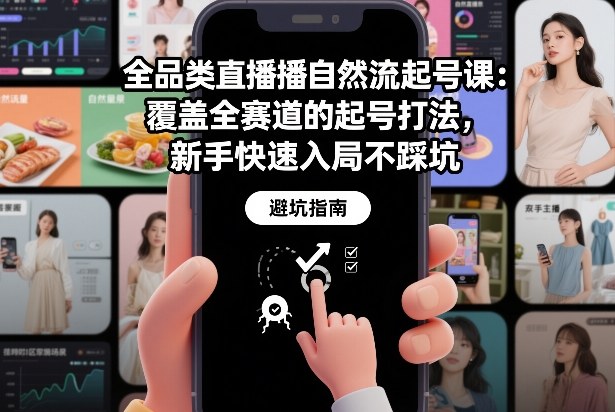 全品类直播自然流起号课 新手零投流全赛道开播避坑实操指南