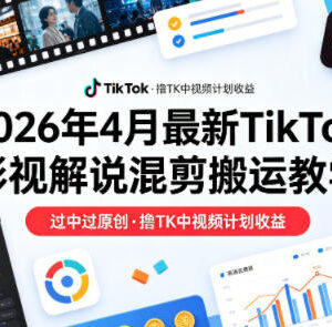 2026年4月最新TikTok影视解说混剪教学 过原创拿中视频计划收益-雨叶虚拟资源网